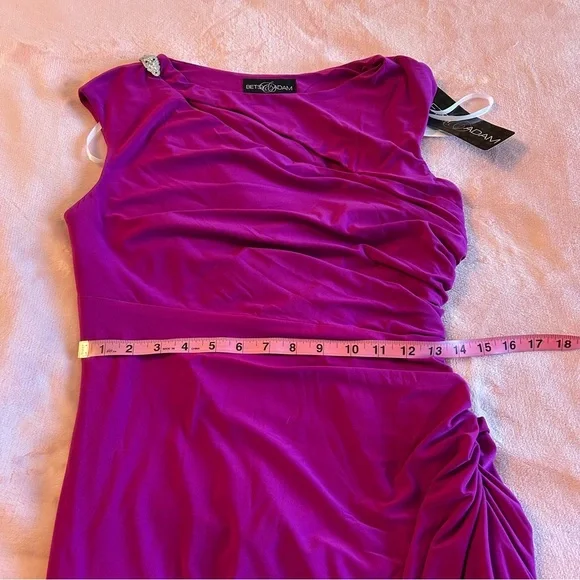 Betsy & Adam purple evening dress with cutouts and rhinestones ruched size 8 - Picture 11 of 12